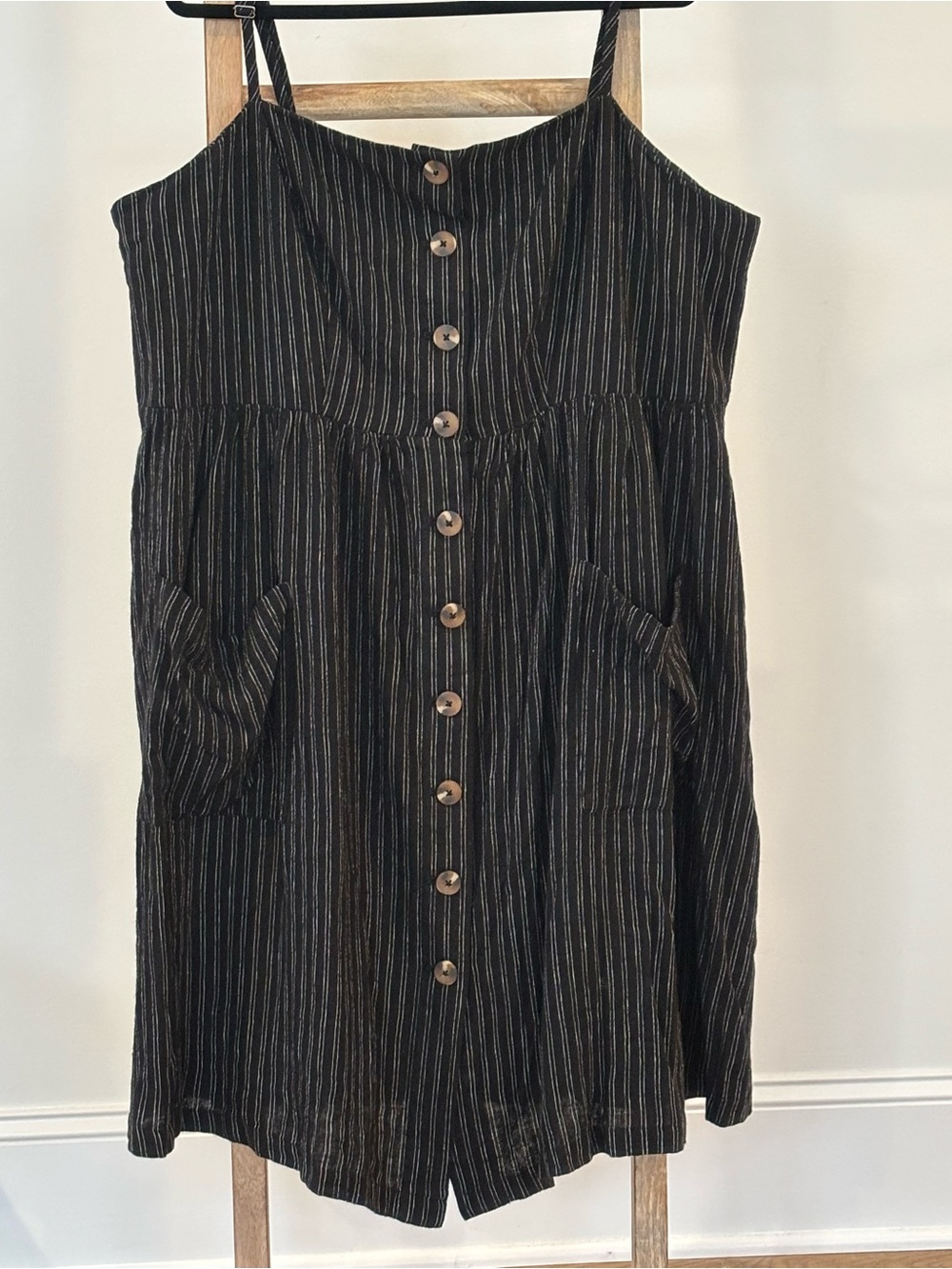 NWT Forever 21+ Striped Button-Front Linen Blend Midi Sundress 3X